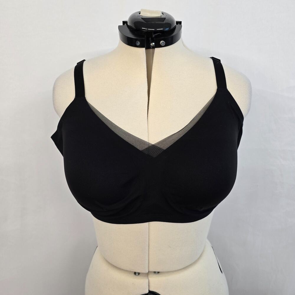 Honeylove Crossover Bra Women's 3X 44DD 44DDD Removable Pads Wireless Black NWT